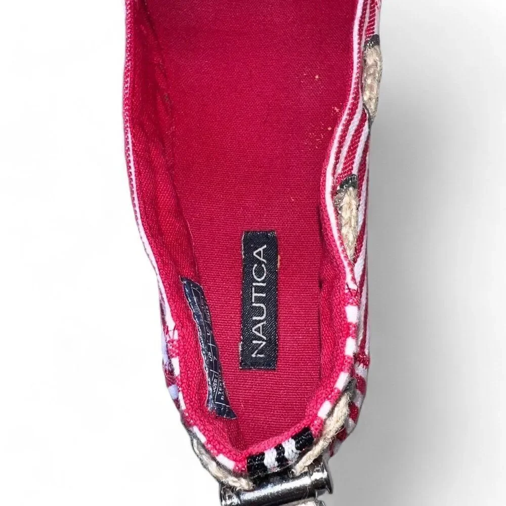 Nautica Rudder 2‎ Anchor Espadrille Slip-on Red / White Stripe Women's 7